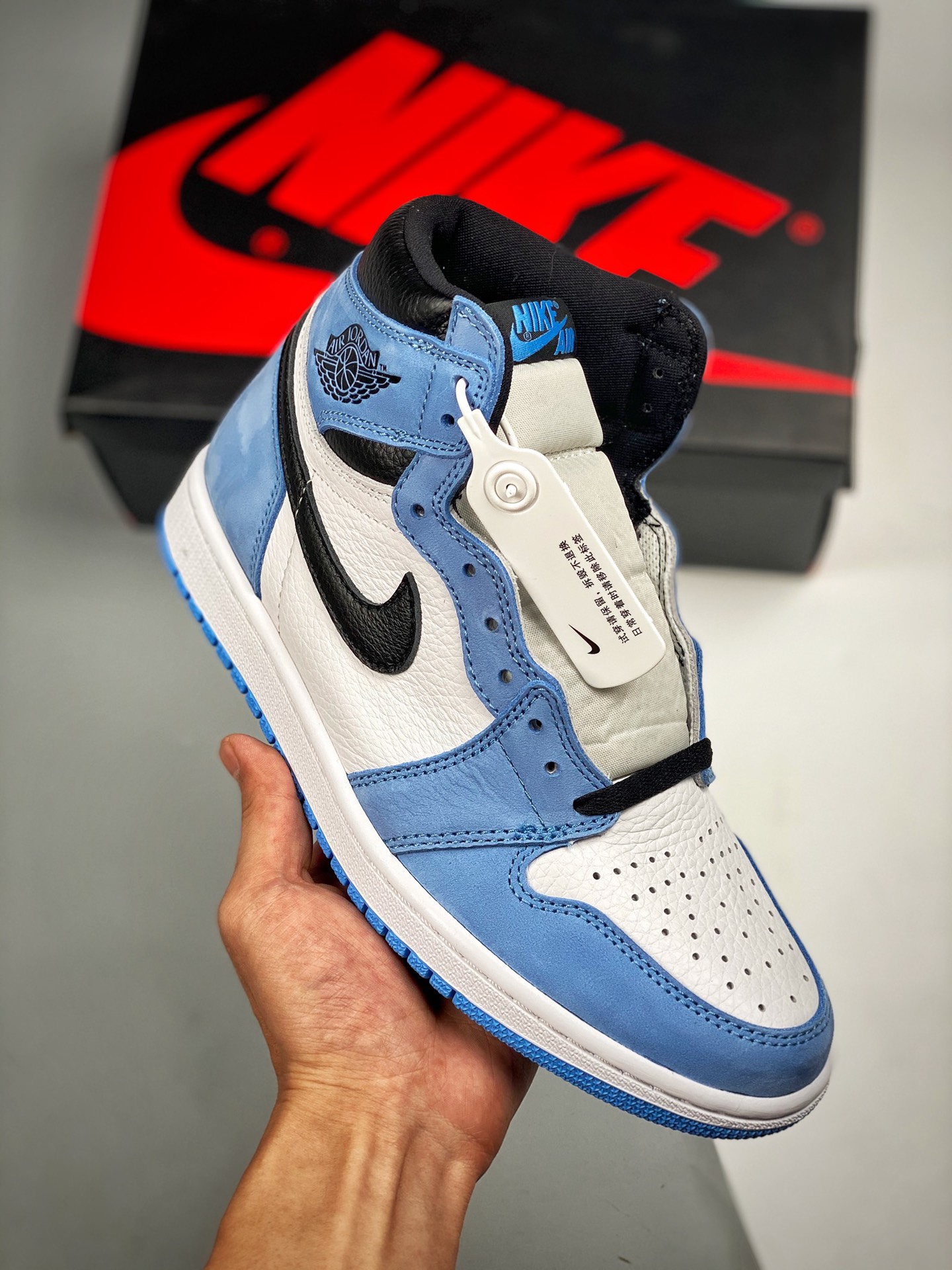 Air Jordan 1 Retro High OG University Blue, producción de fábrica original, mejor relación calidad-precio, cartón origi…