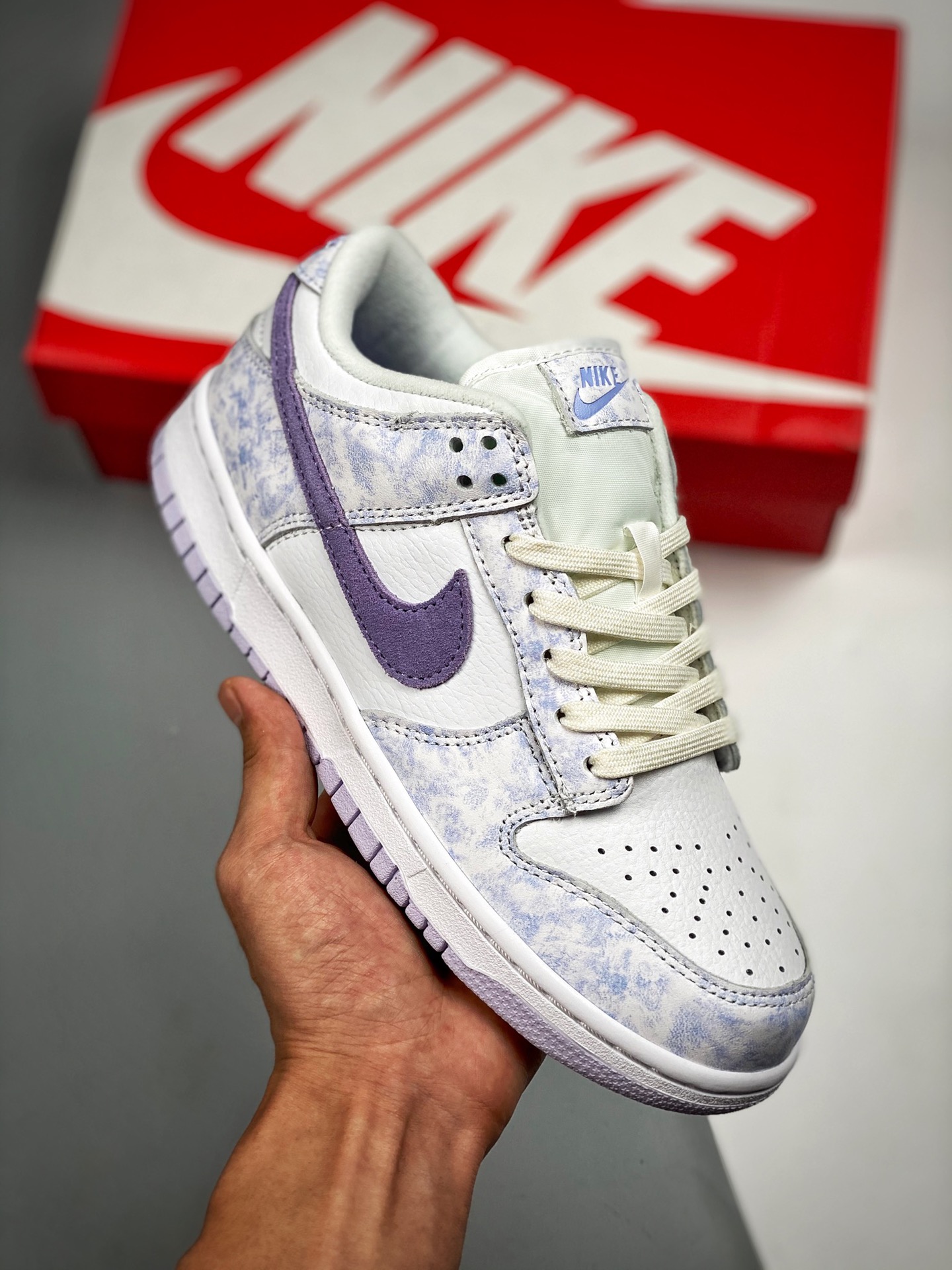 Nike Dunk SB Low "Purple Pulse" blanco y morado, producción original de fábrica grande, etiqueta tejida original, coinc…