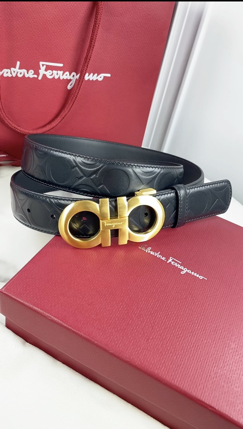 [Ferragamo Belts]Ferragamo Salvatore Ferragamo Head Leather Belt Hardware Ganc