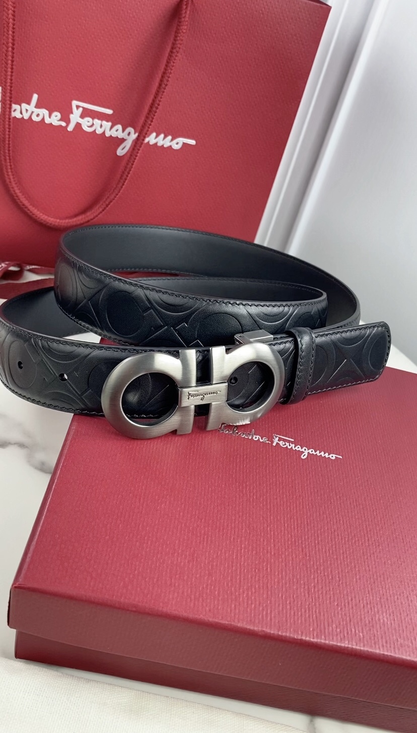 [Ferragamo Belts]Ferragamo Salvatore Ferragamo Head Leather Belt Hardware Ganc