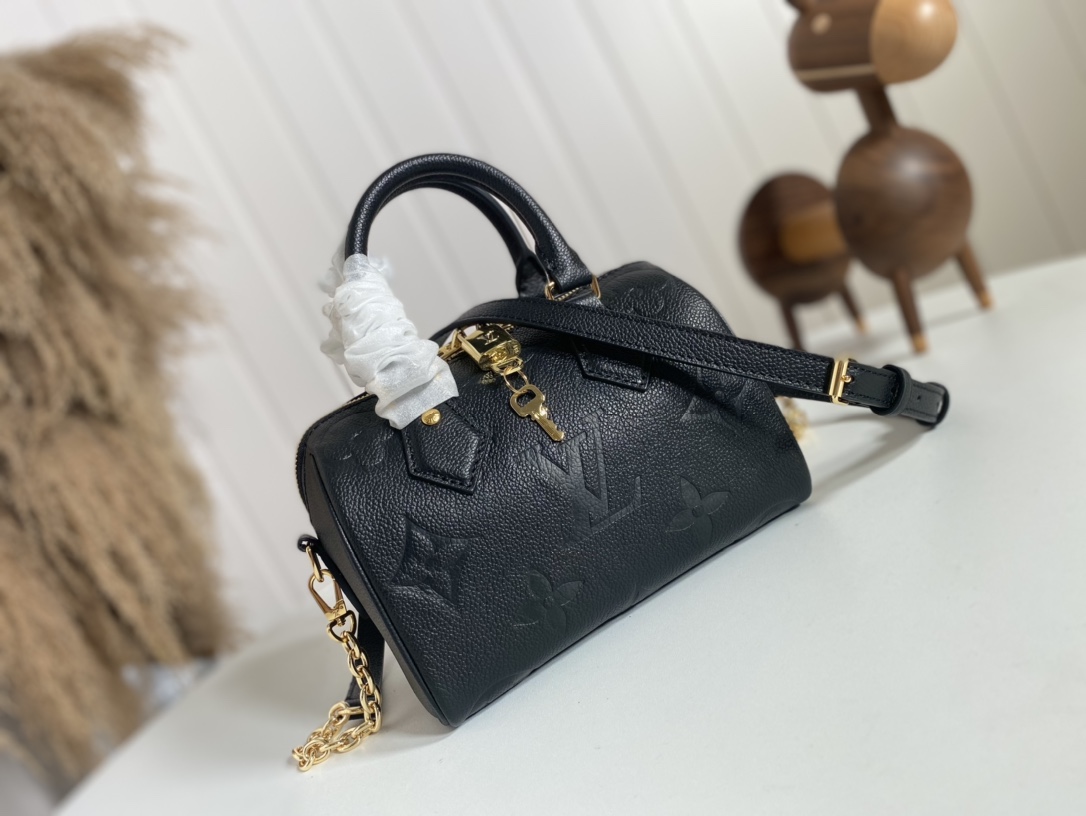 Louis Vuitton LV Speedy Bags Handbags Black Blue Empreinte​ Fashion Chains M58953