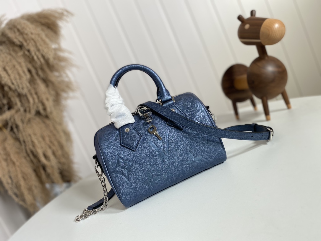 Louis Vuitton LV Speedy Fashion
 Bags Handbags Online China
 Black Blue Empreinte​ Fashion Chains M58958