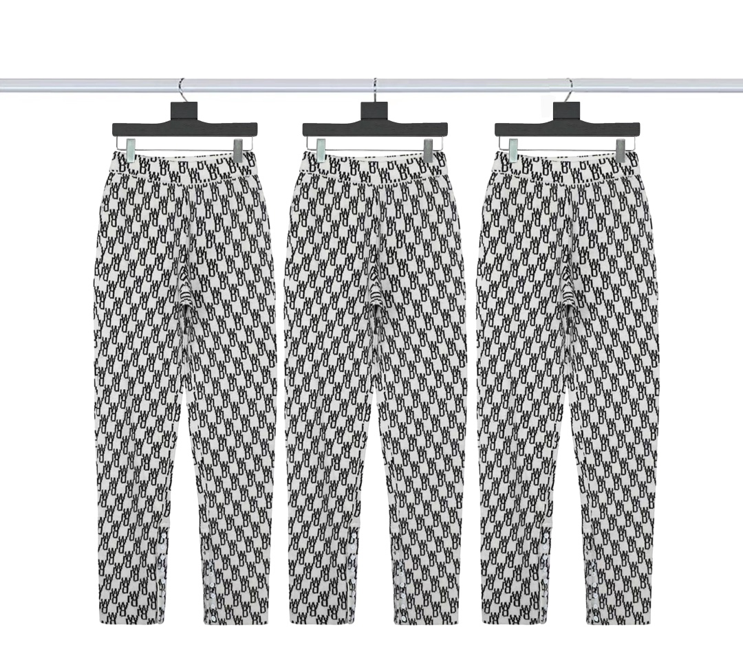 Pantalones de punto con logo estampado we11done ①Diferente de la versión de lana del mercado ②La mezcla de la…