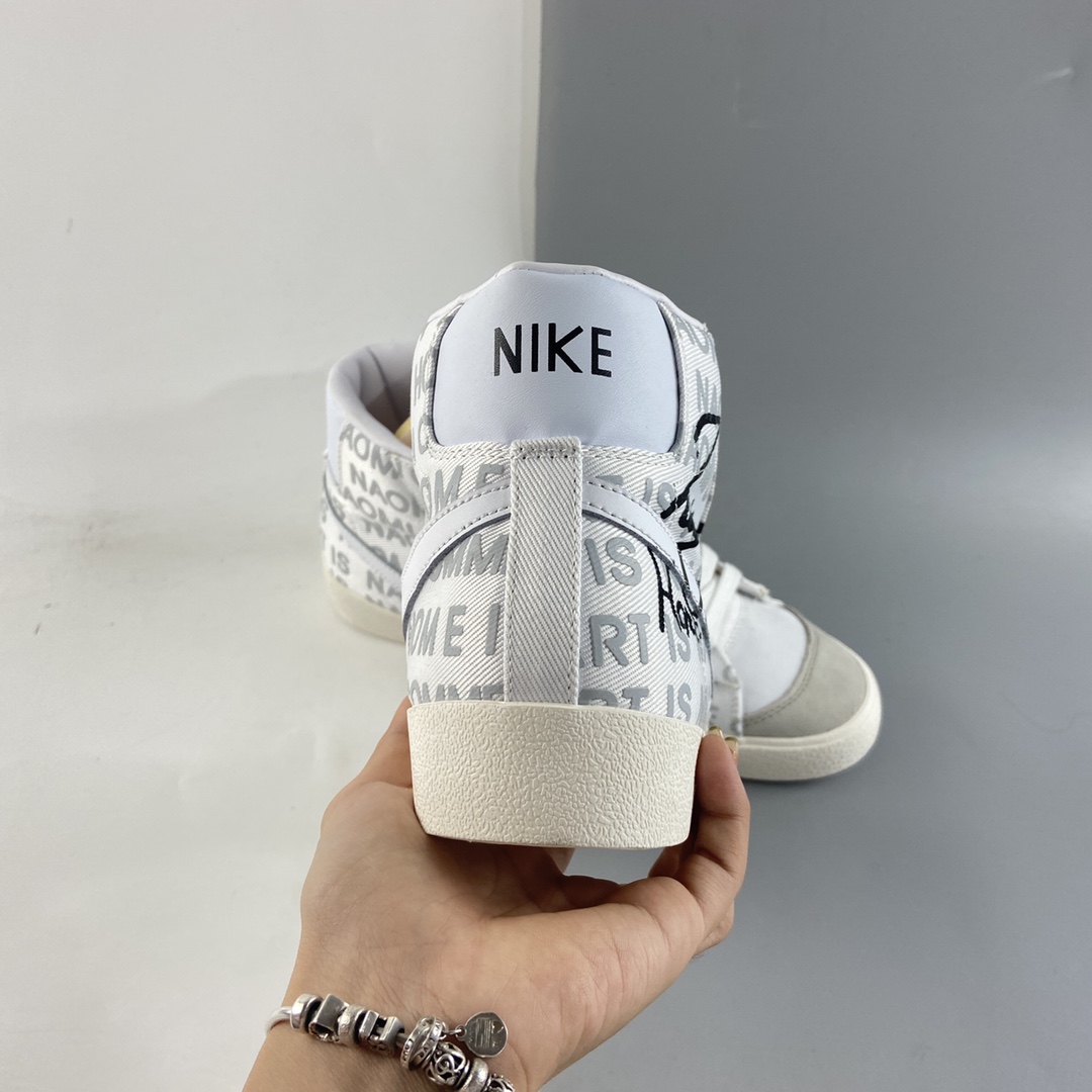 P180  Comme Des Garcons x Naomi Osaka x NIKE Blazer Mid 三方联名白黑 DA5383-100