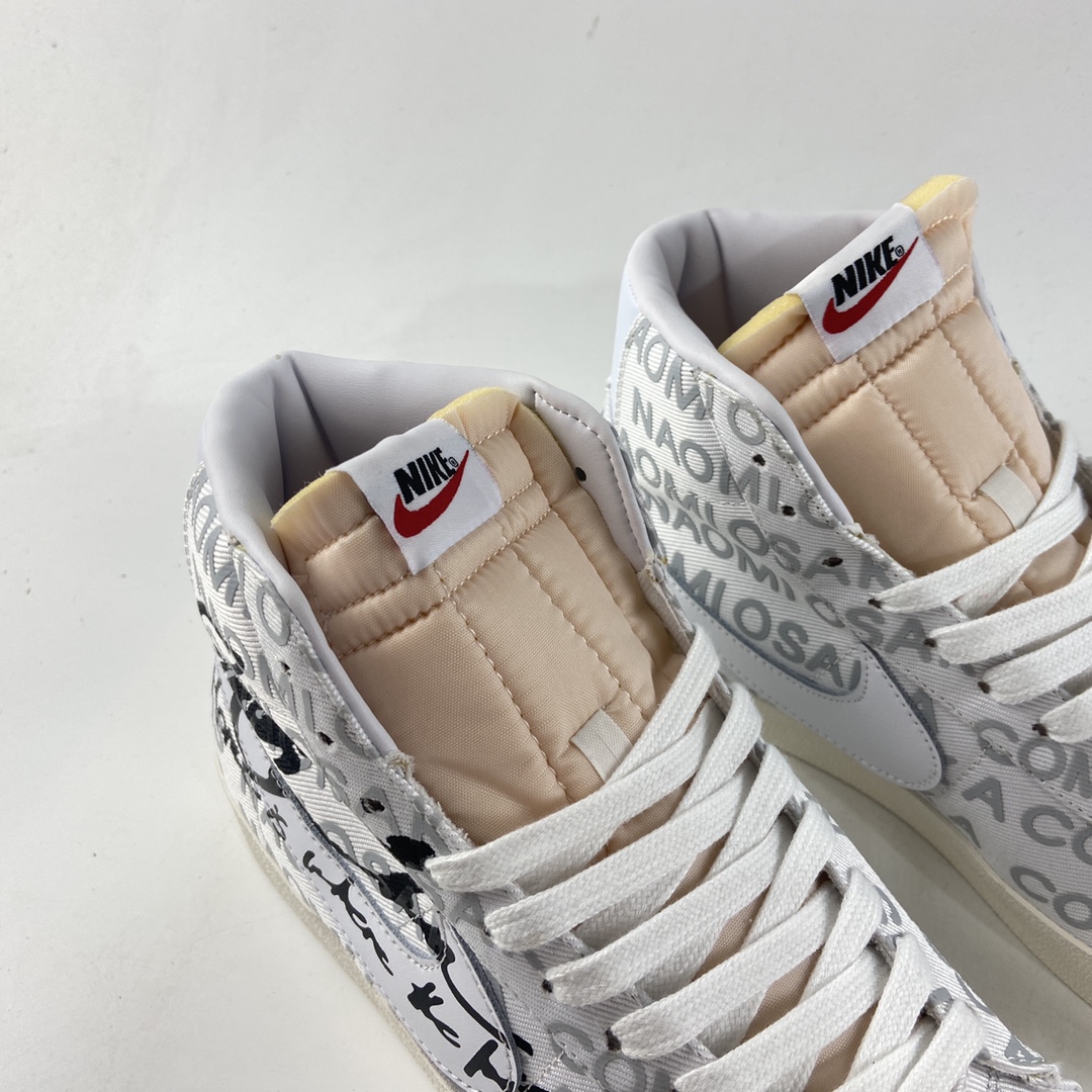 P180  Comme Des Garcons x Naomi Osaka x NIKE Blazer Mid 三方联名白黑 DA5383-100