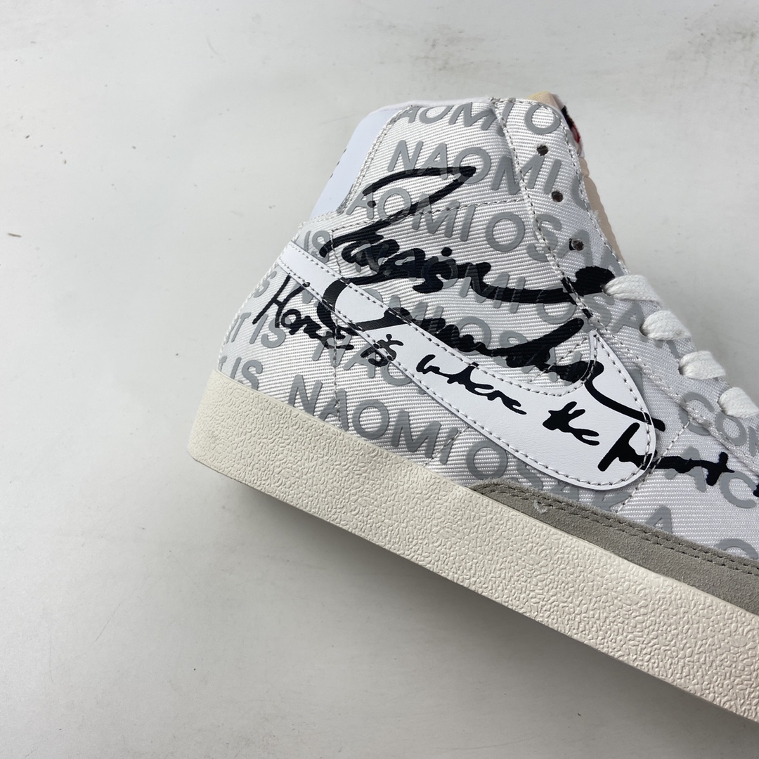 P180  Comme Des Garcons x Naomi Osaka x NIKE Blazer Mid 三方联名白黑 DA5383-100