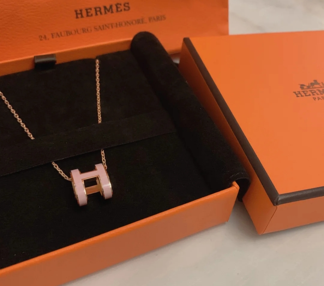 NO:584737,Hermes H necklace cherry blossom pink material s925 silver, Hermes necklace, hermes, necklace19860909爱马仕H项链樱花粉色 材质s925银,爱马仕项链,hermes,necklace,Jewelry