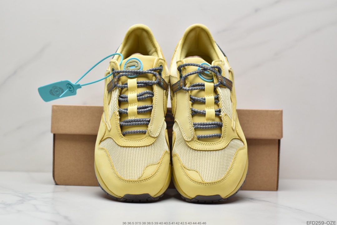 390 Travis Scott x Nike Air Max 1” Wheat/Lemon”运动慢跑鞋“柠檬黄做旧倒钩”DO9392-700