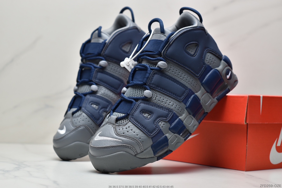 270 耐克Nike Air More Uptempo 男士中帮篮球鞋皮蓬乔治城蓝灰921948-003