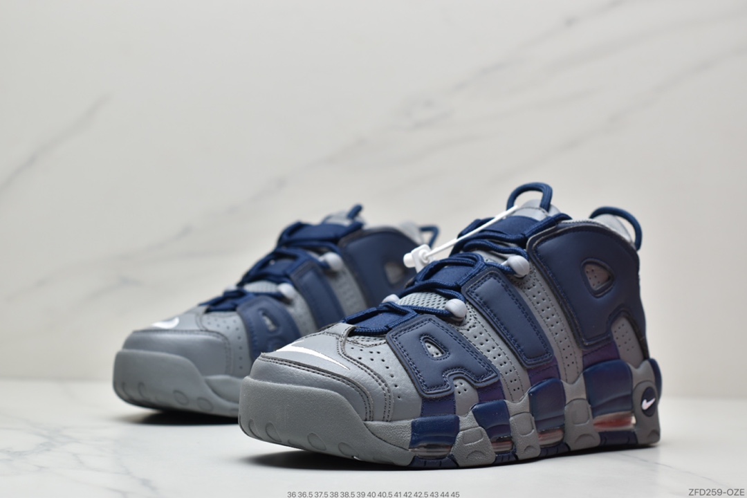 270 耐克Nike Air More Uptempo 男士中帮篮球鞋皮蓬乔治城蓝灰921948-003