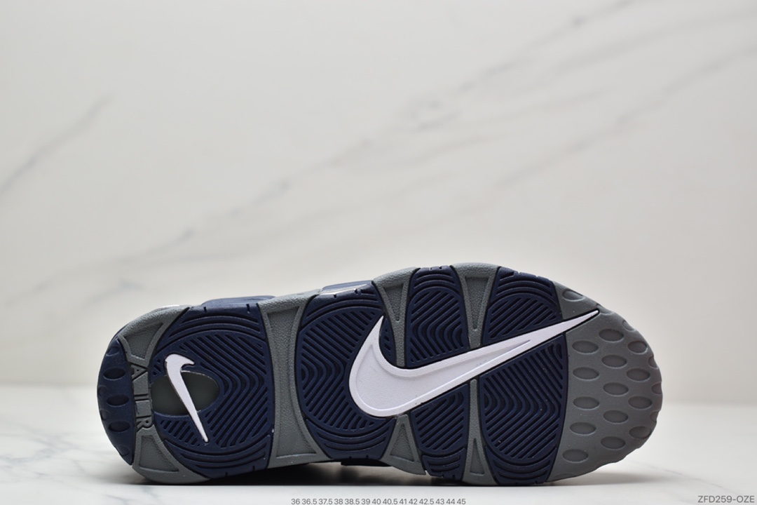 270 耐克Nike Air More Uptempo 男士中帮篮球鞋皮蓬乔治城蓝灰921948-003