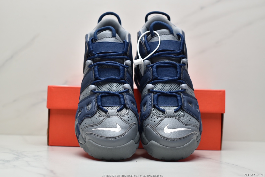 270 耐克Nike Air More Uptempo 男士中帮篮球鞋皮蓬乔治城蓝灰921948-003