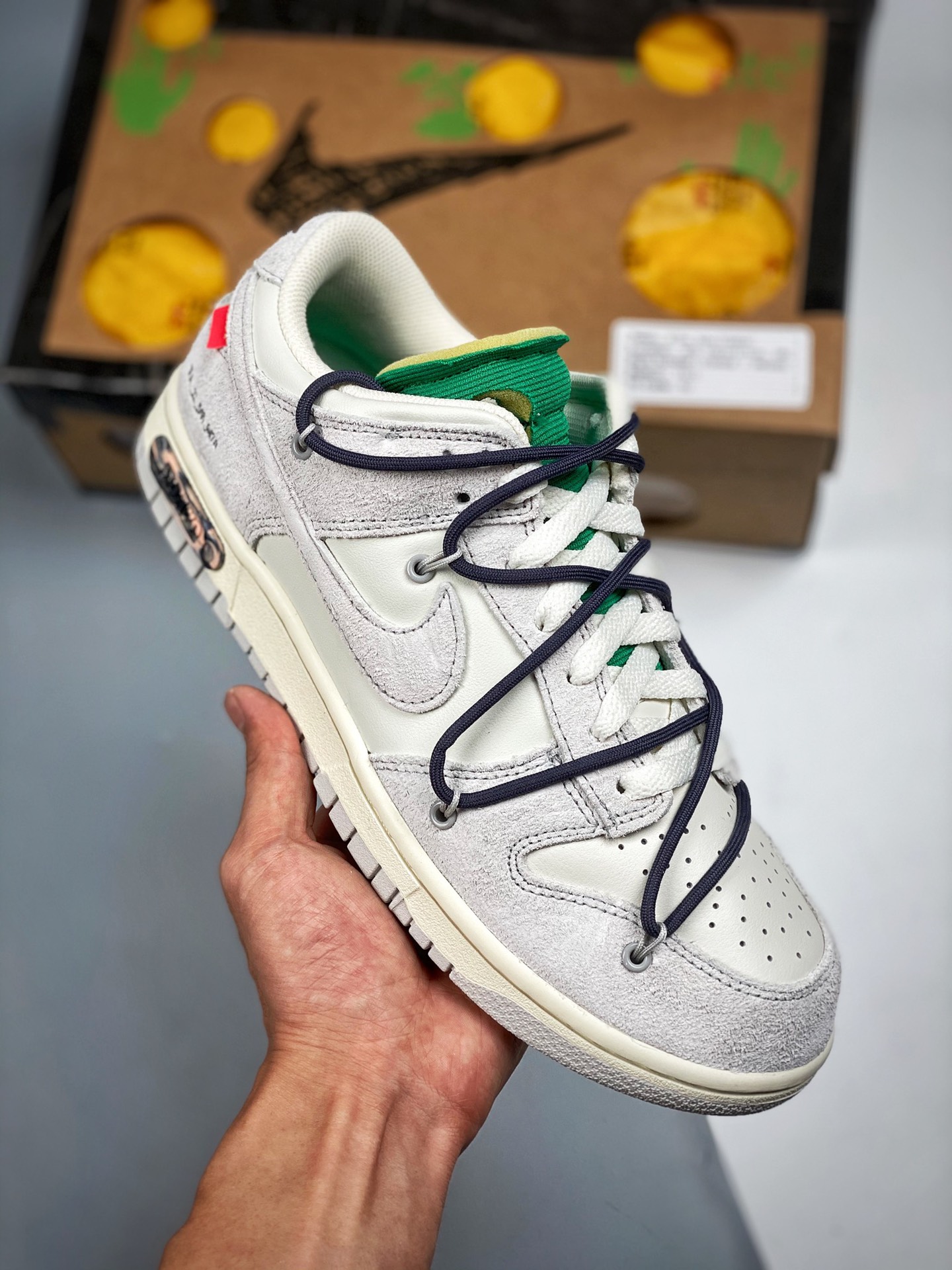 Off-White x Nike Dunk Low NO.20 cordones rosas, broche verde, fabricado por gran fábrica original, nivel de zapatos des…
