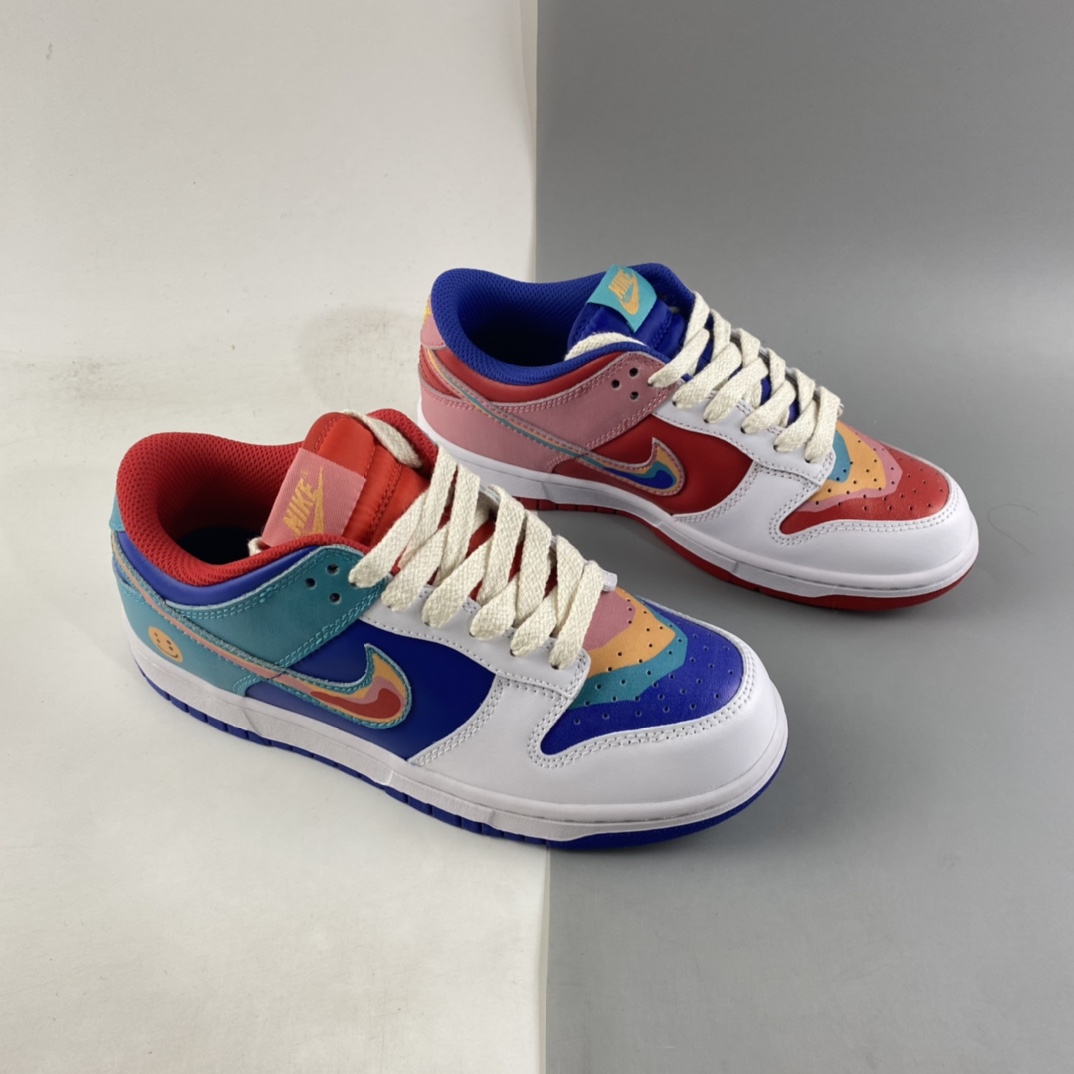 P380  Cactusplantfleamarket x NIKE Dunk Low Rainbow 笑脸联名款板鞋 LF4587-001