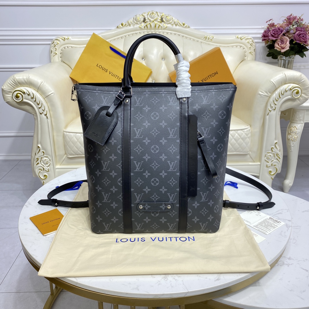 Louis Vuitton Backpack Tote Bags Black Monogram Canvas M45221