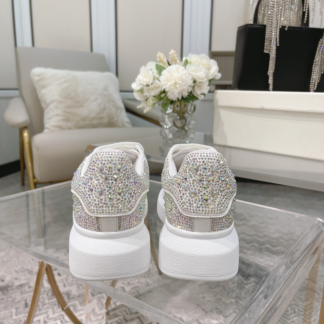2021SS McQueen Crystal Velvet Shoes with Czech Diamonds, 1:1 Replicas, Sizes 35-41, Sheepskin Lining. - 图片 8