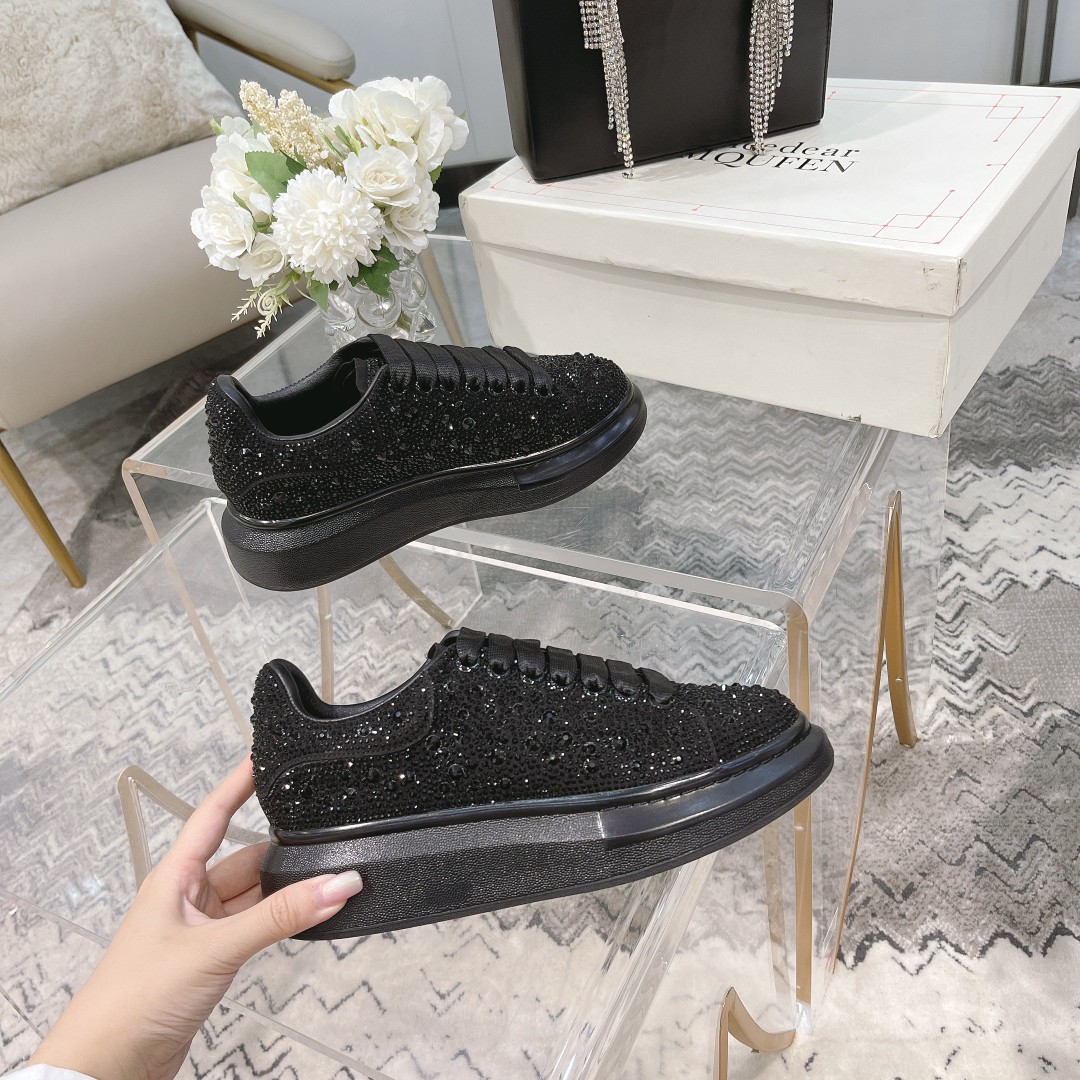 Alexander McQueen Crystal-Embellished Velvet Sneakers 1 Alexander McQueen Crystal-Embellished Velvet Sneakers