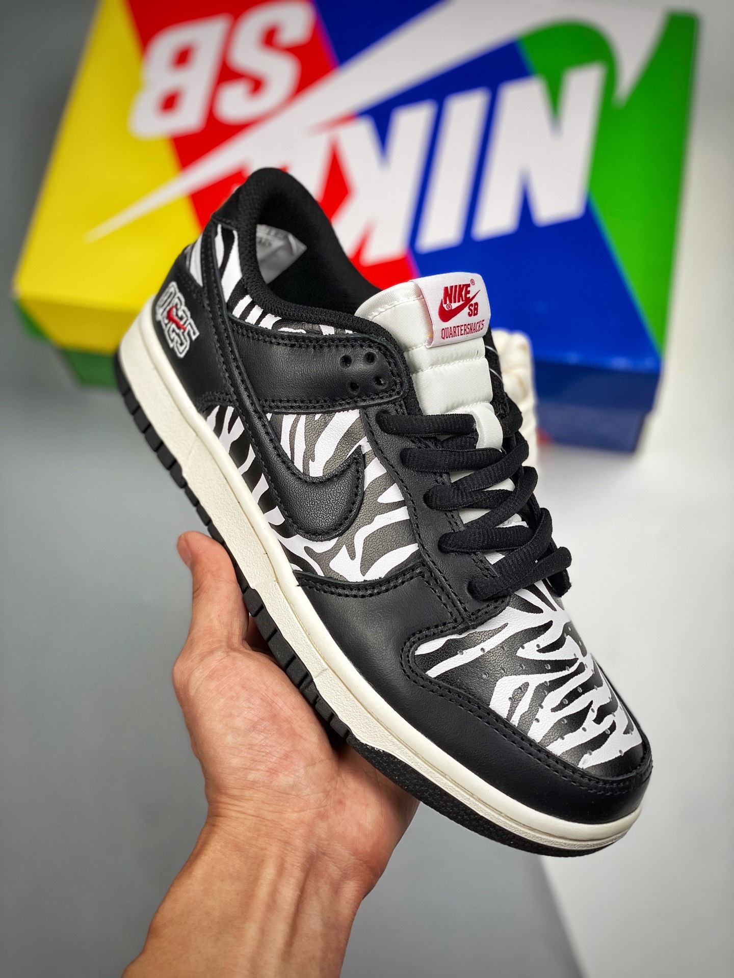 Quartersnacks x NK SB Dunk Low "Zebra" cebra blanca y negra 🦓 Material original de capa superior, molde exclusivo proc…