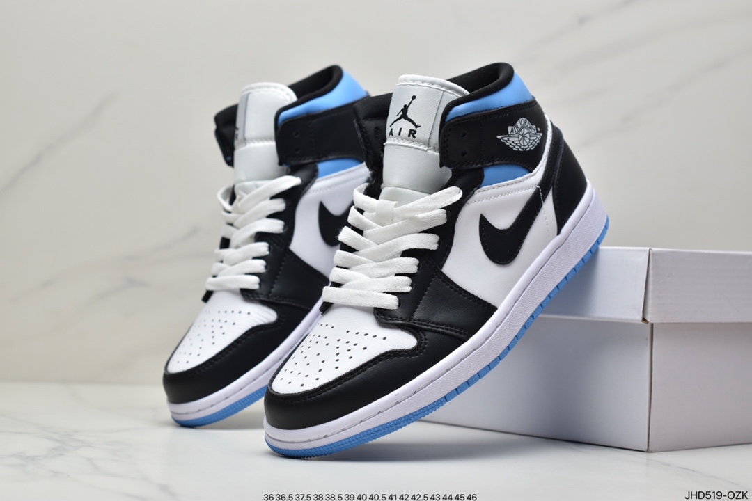 190 Air Jordan 1 Mid 黑白蓝中帮 当前市场最优版本BQ6472-102