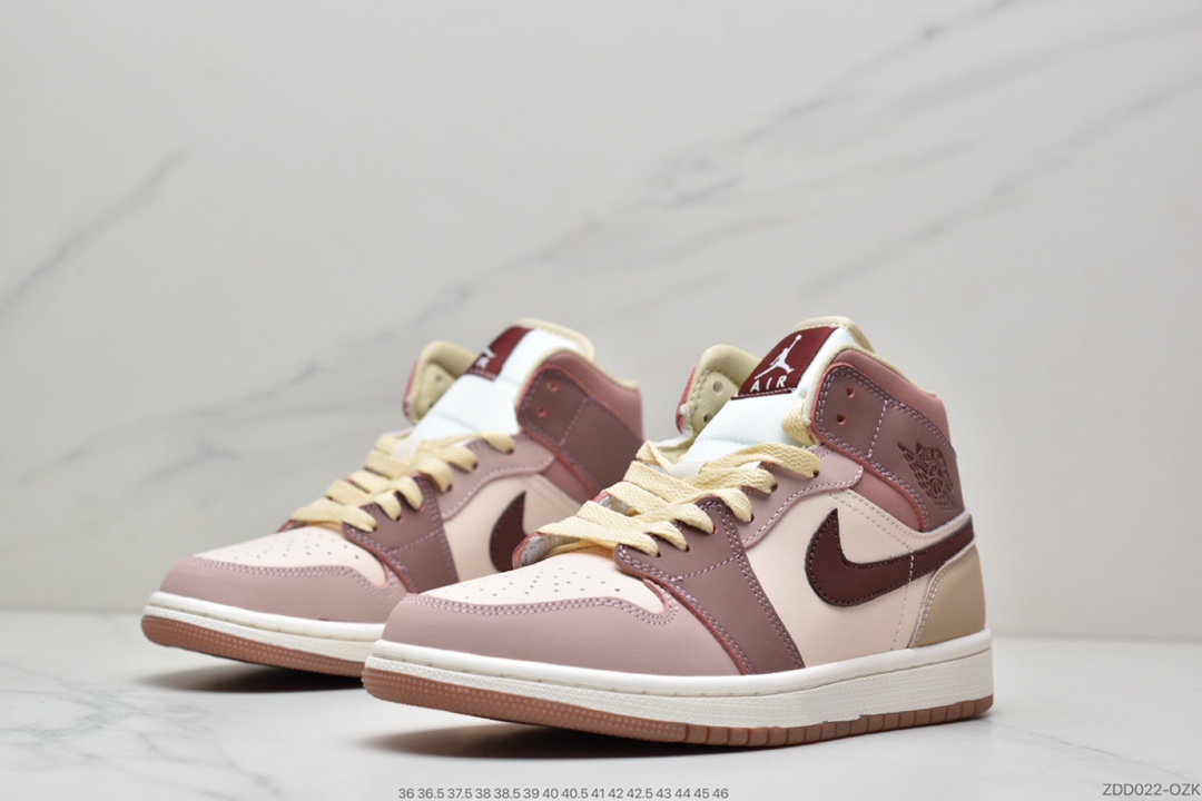 230 Air Jordan 1 Mid ” Neutral  ” 胭脂紫红拼接红豆奶茶DO7440-821