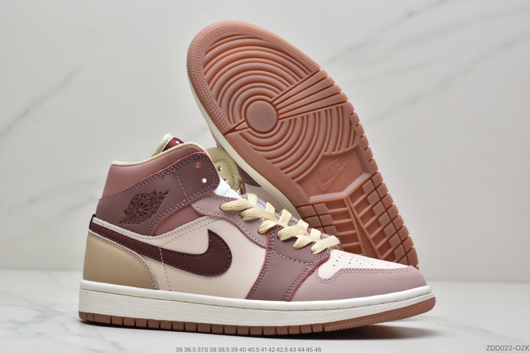 230 Air Jordan 1 Mid ” Neutral  ” 胭脂紫红拼接红豆奶茶DO7440-821