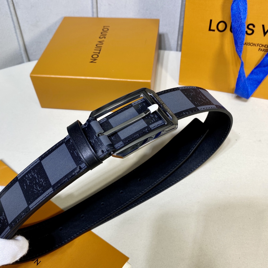 Louis Vuitton Belts Top Quality
 Black Lattice Men Calfskin Cowhide