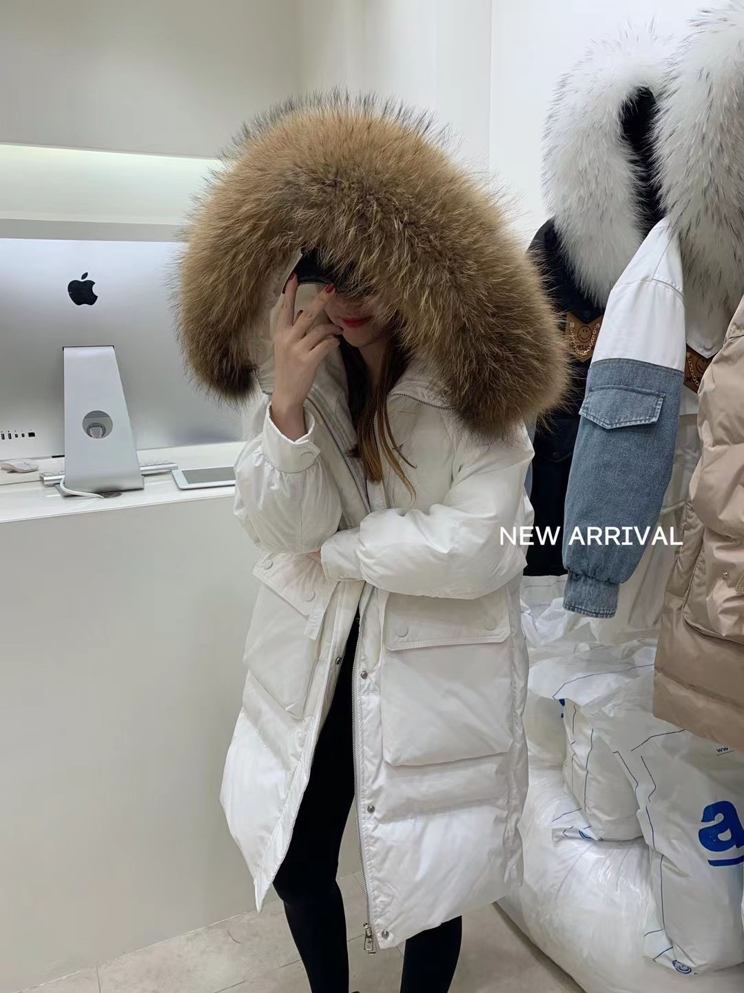 chanel特大号毛领羽绒服s胸围1
