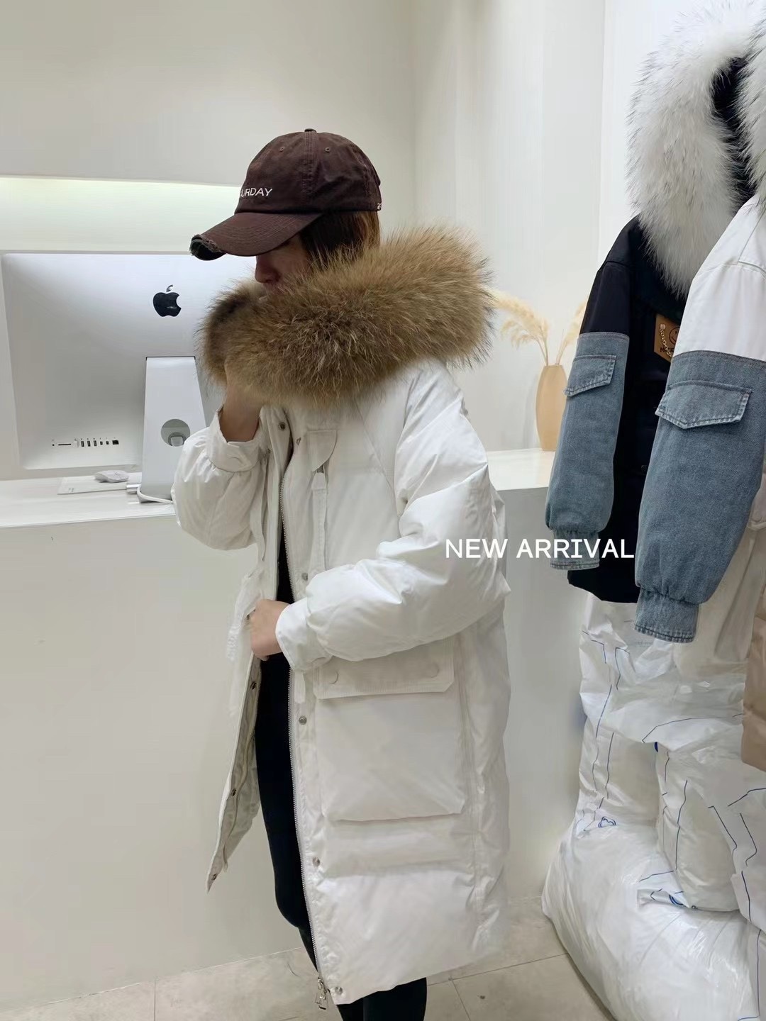 chanel特大号毛领羽绒服s胸围1