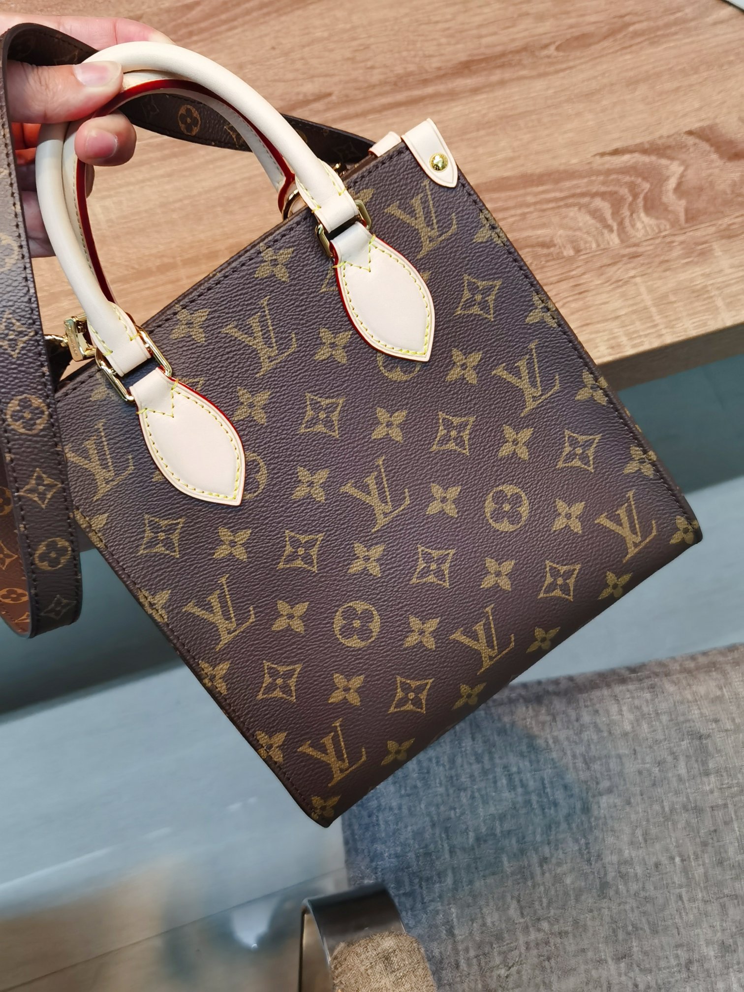 Louis Vuitton LV Sac Plat Bags Handbags Monogram Canvas Mini M45847