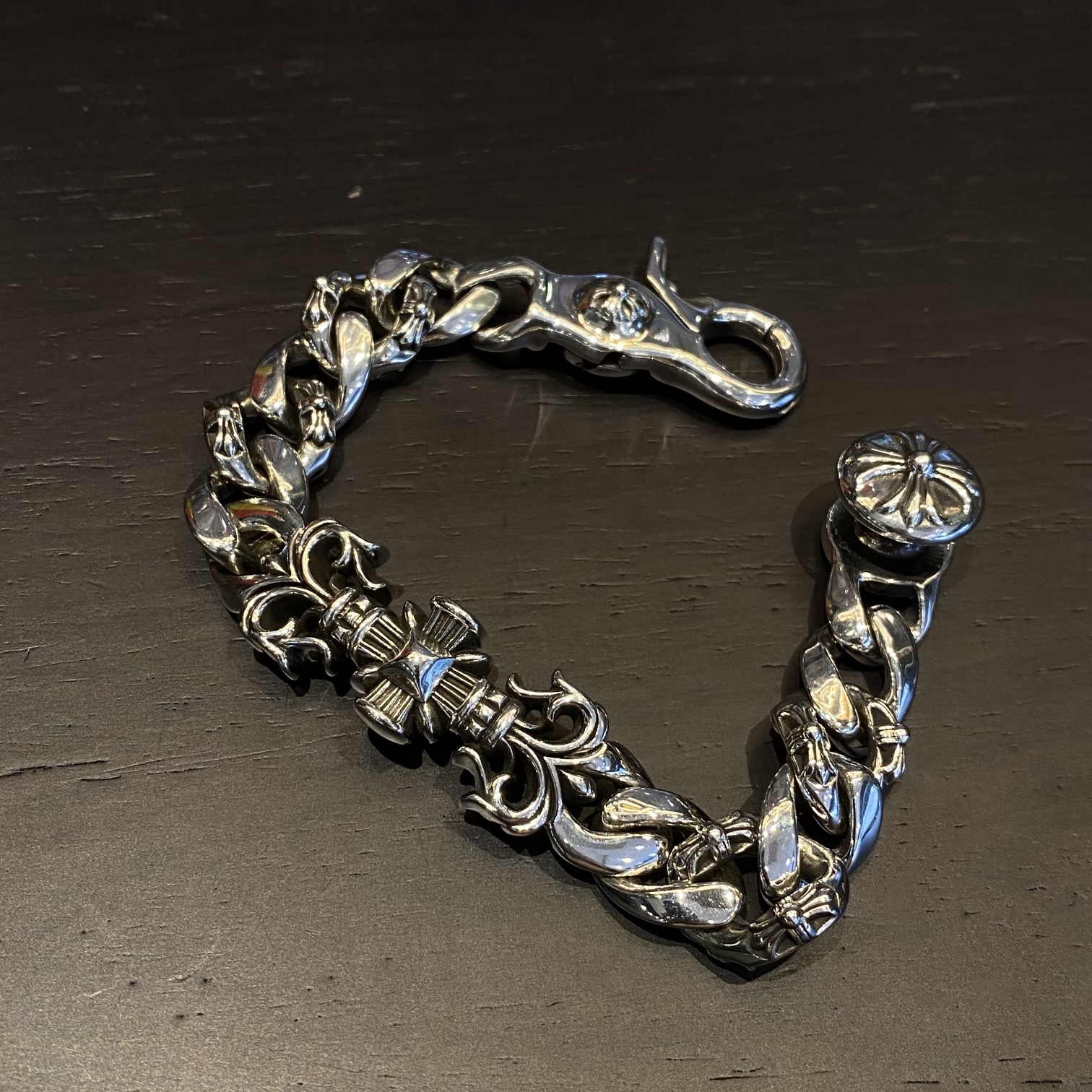 Chrome Hearts 𝐂𝐡𝐫𝐨𝐦𝐞 𝐡𝐞𝐚𝐫𝐭𝐬 克罗心 火焰图腾大手链