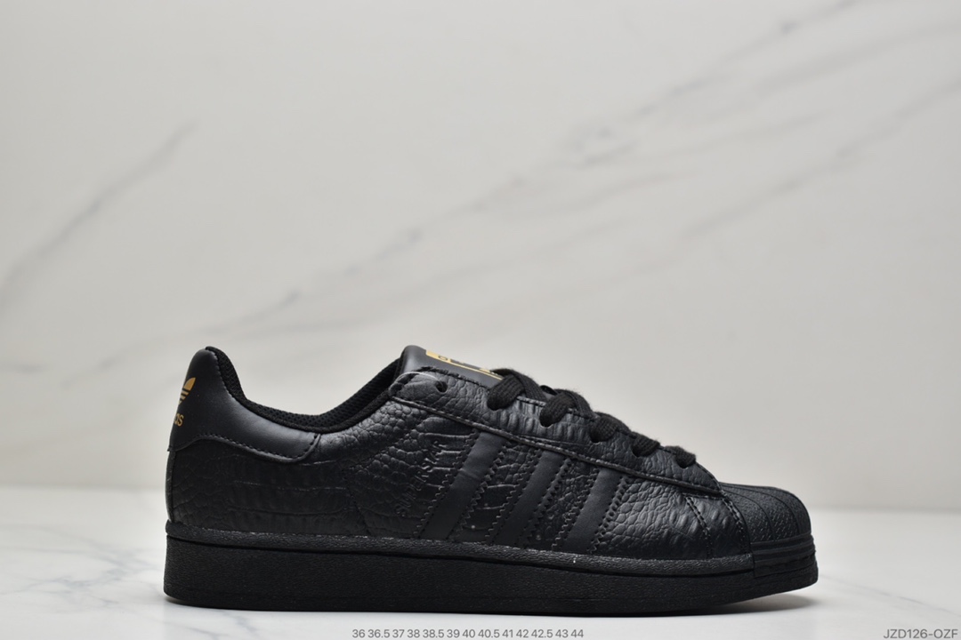140 阿迪达斯adidas三叶草 Originals Superstar Metal Toe 漆皮黑AQ6686