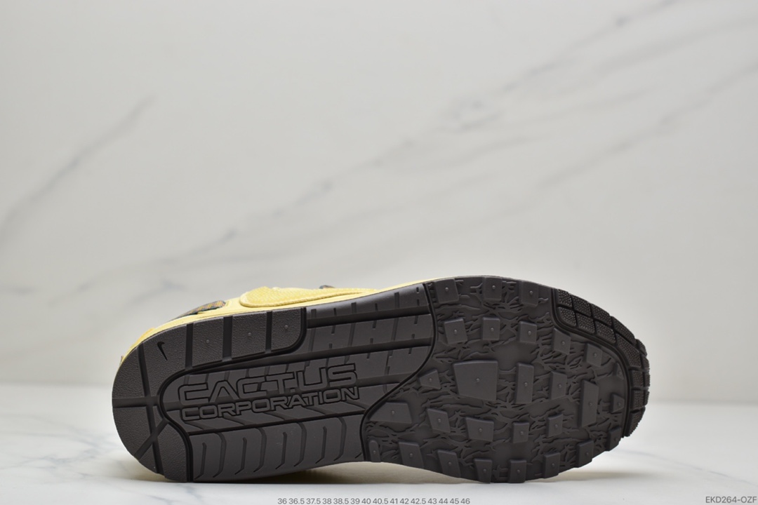 380 Travis Scott x Nike Air Max 1” Wheat/Lemon”慢跑鞋“柠檬黄做旧倒钩”DO9392-700
