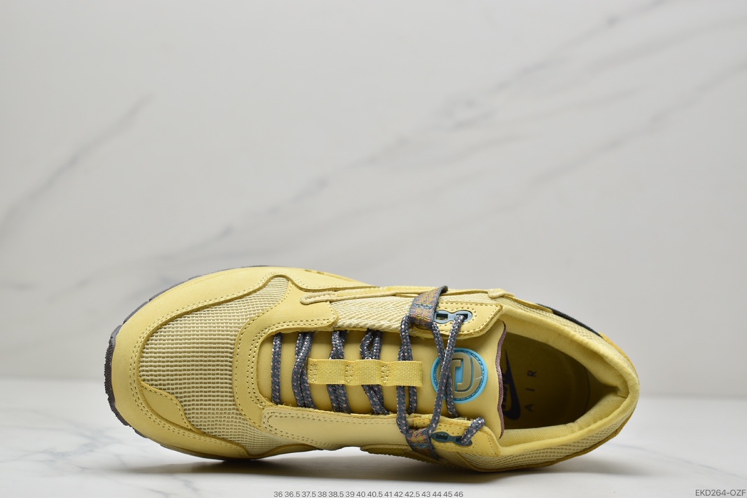 380 Travis Scott x Nike Air Max 1” Wheat/Lemon”慢跑鞋“柠檬黄做旧倒钩”DO9392-700