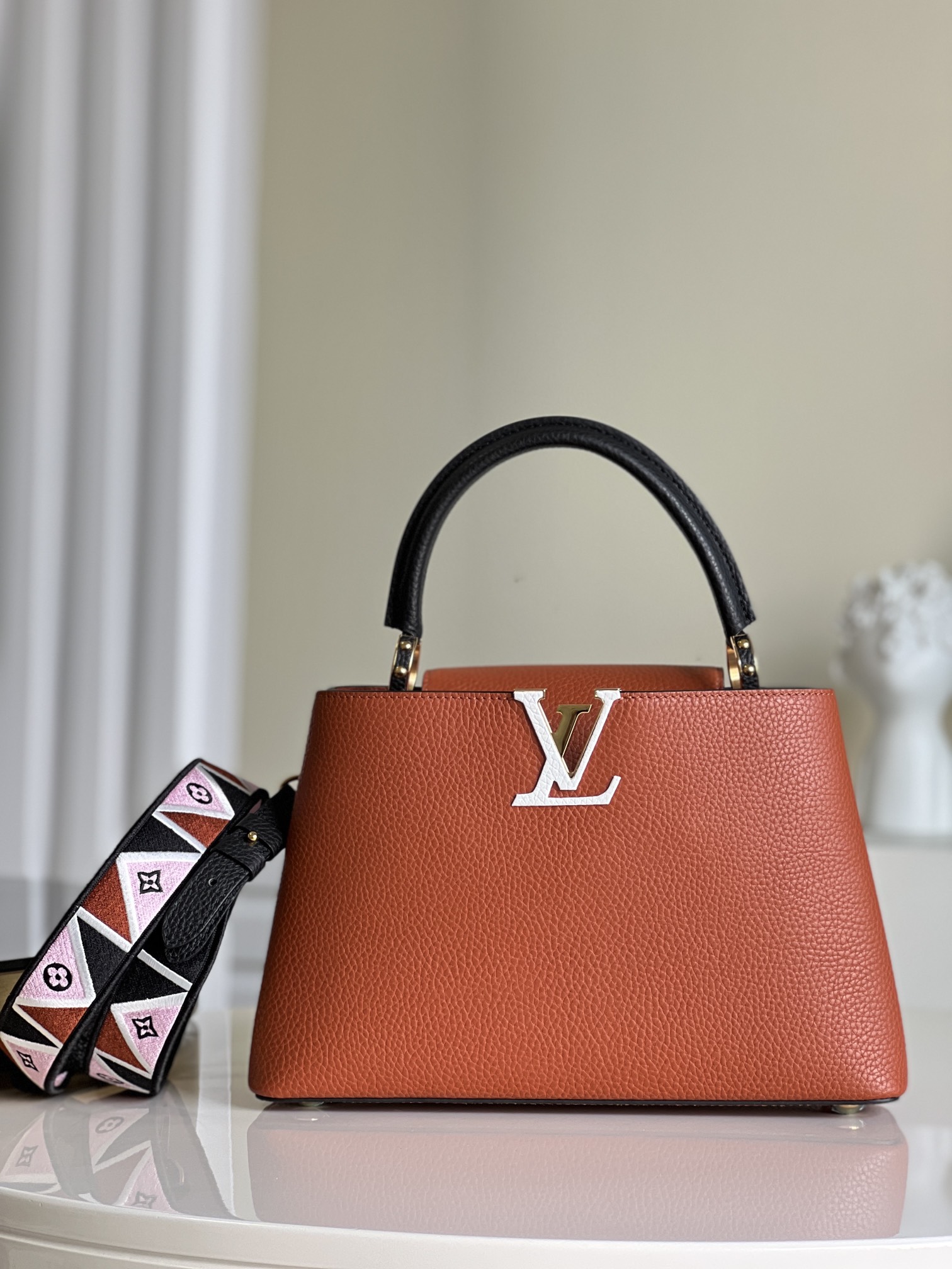 Louis Vuitton LV Capucines Bags Handbags Yellow Embroidery Taurillon