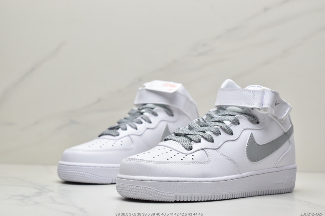 240 Nike Air Force 1 Mid ’07 GS”White/White”空军一号中帮经典百搭休闲运动板鞋366731