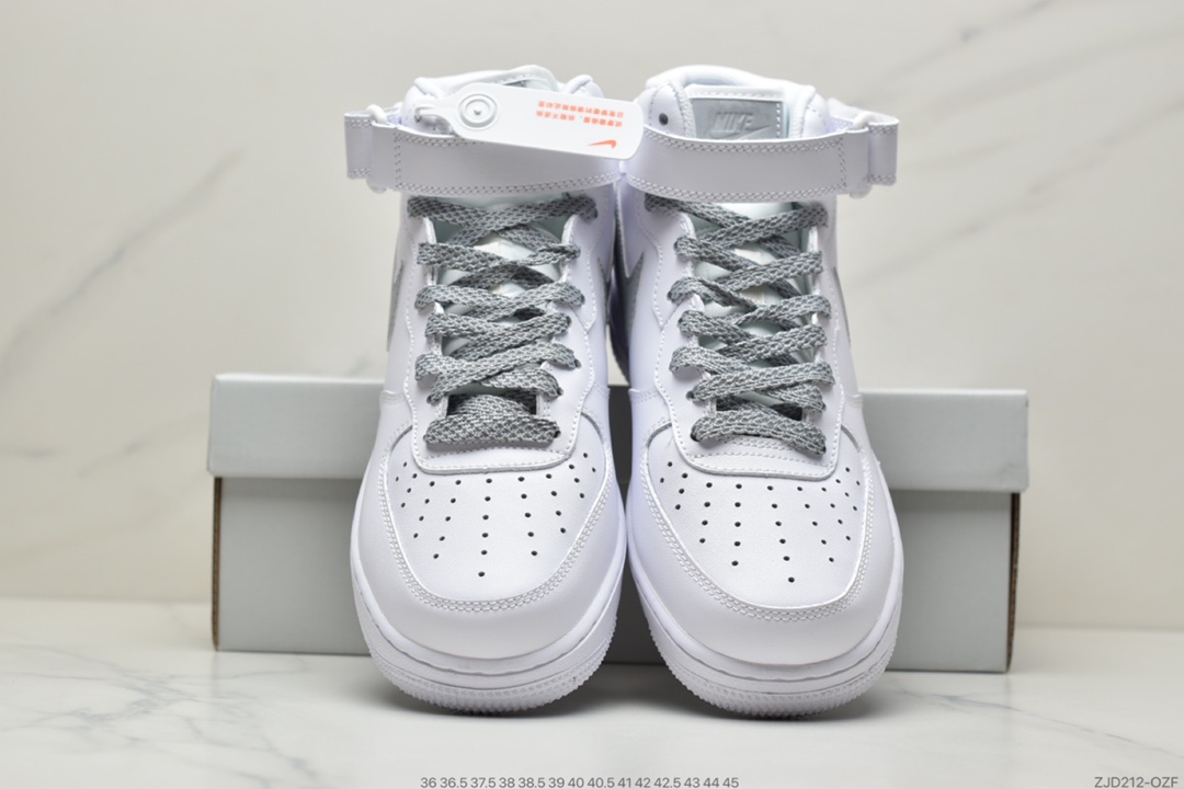 240 Nike Air Force 1 Mid ’07 GS”White/White”空军一号中帮经典百搭休闲运动板鞋366731