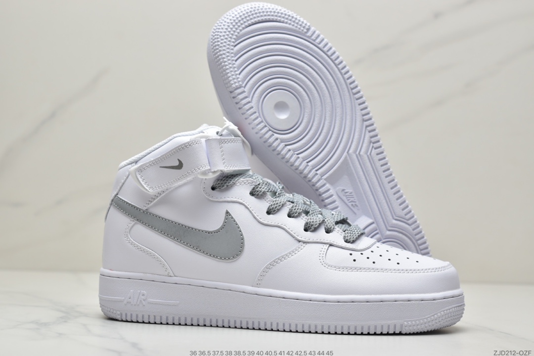 240 Nike Air Force 1 Mid ’07 GS”White/White”空军一号中帮经典百搭休闲运动板鞋366731