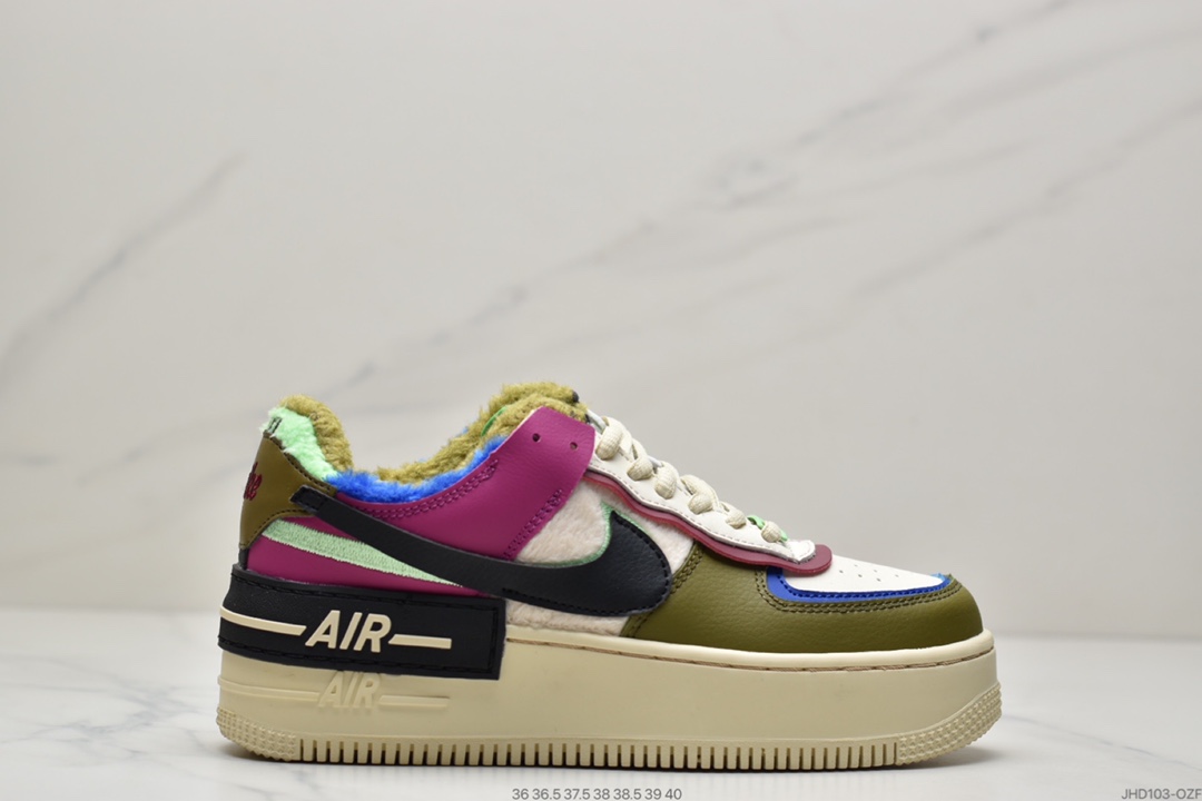 190 加绒全新少女系解构主义设计Air Force 1 Shadow AF1糖果鸳鸯 钻石水晶底 DC5270-016
