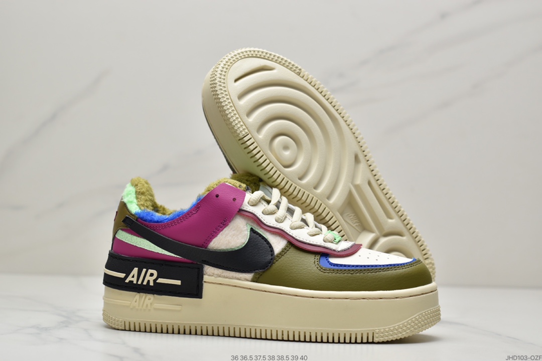 190 加绒全新少女系解构主义设计Air Force 1 Shadow AF1糖果鸳鸯 钻石水晶底 DC5270-016