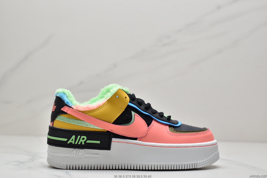 190 加绒全新少女系解构主义设计Air Force 1 Shadow AF1糖果鸳鸯 钻石水晶底 DC5270-016