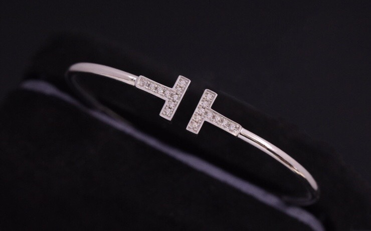 Tiffany & Co. TiffanyT系列：双钻手镯～