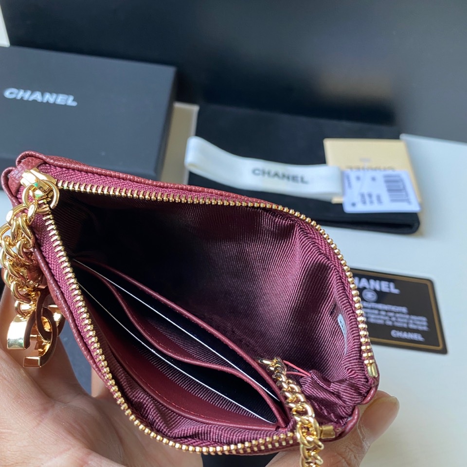 Chanel 升级 吊坠零钱包 皮料五金，菱格纹路. 细节美到淋漓尽致全套包装 尺寸：14×10×1cm