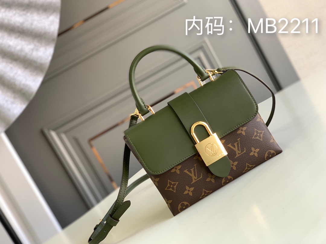 Louis Vuitton LV Locky BB Bags Handbags Gold Monogram Canvas Cowhide Fabric Fashion