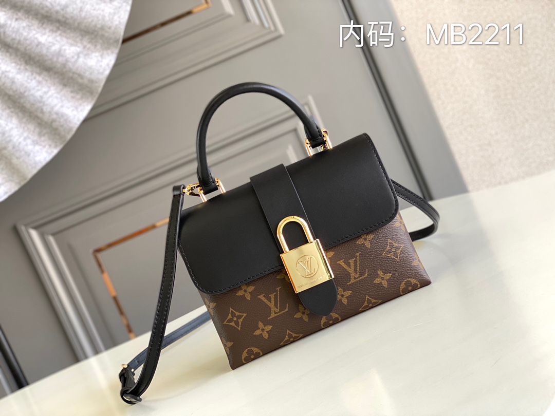 Louis Vuitton LV Locky BB Bags Handbags Gold Monogram Canvas Cowhide Fabric Fashion