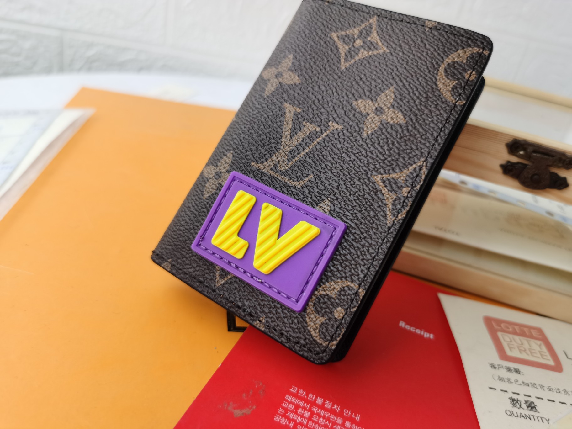 Leather card holder front view