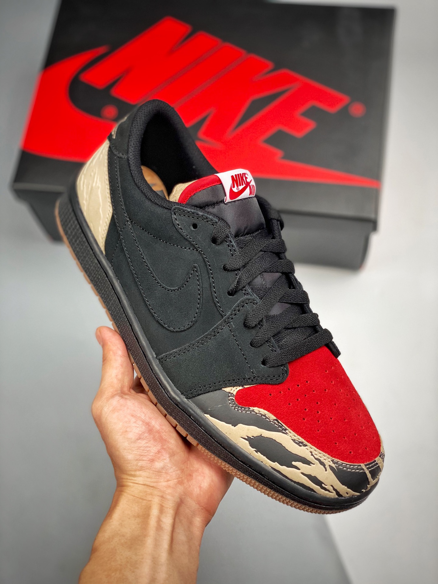 Air Jordan 1 Low puro original, tema negro y rojo, AJ1 zapatilla de baloncesto cultural de caña baja 'carnívoro', actua…
