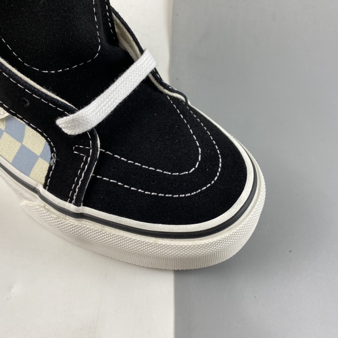P160  Vans SK8-Hi 范斯官方 奶蓝色棋盘格男鞋女鞋高帮板鞋 VN0003CAI8C