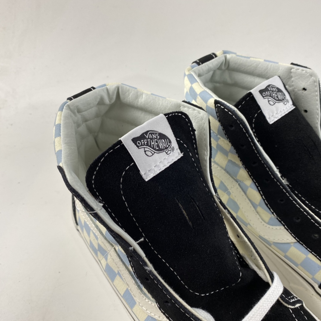 P160  Vans SK8-Hi 范斯官方 奶蓝色棋盘格男鞋女鞋高帮板鞋 VN0003CAI8C