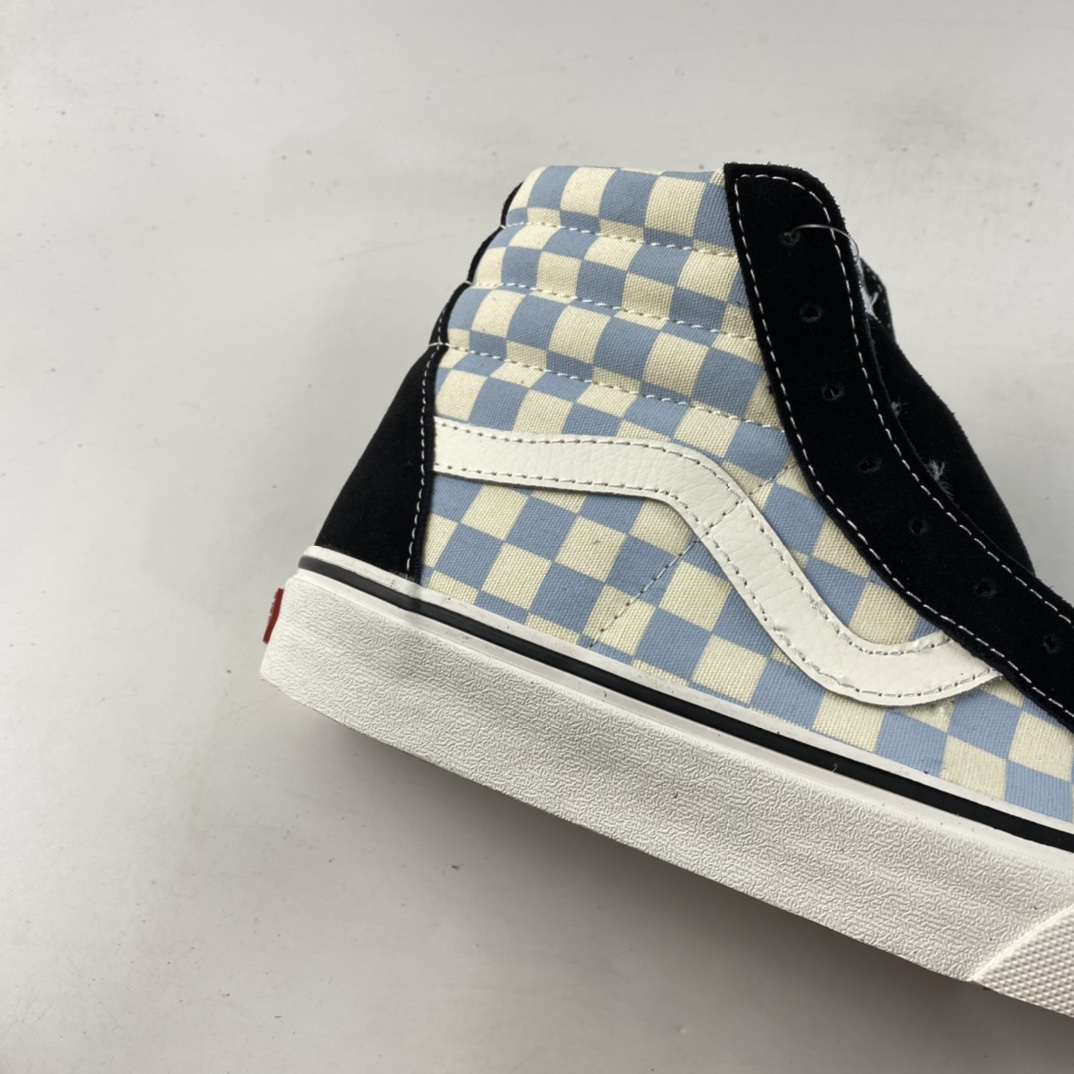 P160  Vans SK8-Hi 范斯官方 奶蓝色棋盘格男鞋女鞋高帮板鞋 VN0003CAI8C