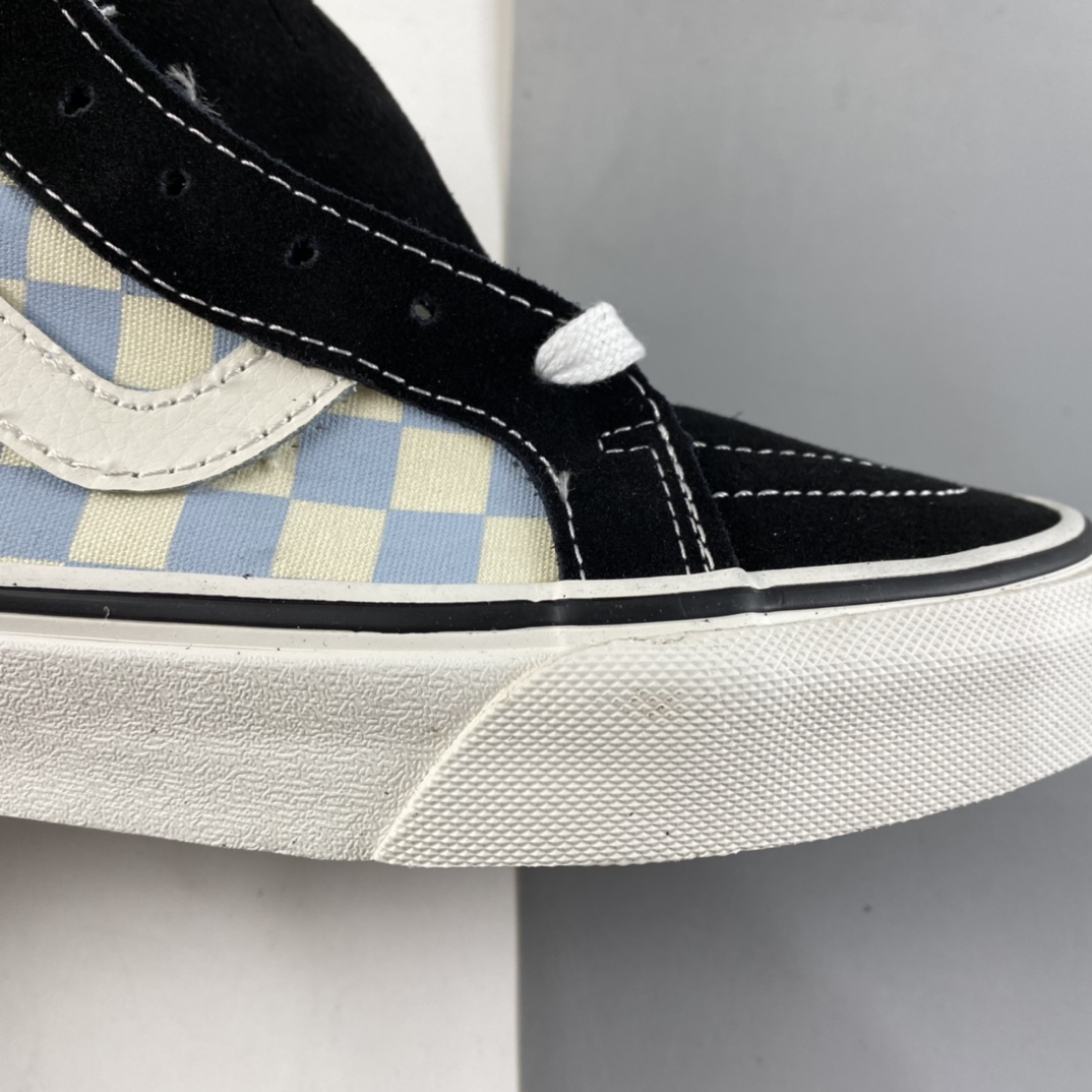 P160  Vans SK8-Hi 范斯官方 奶蓝色棋盘格男鞋女鞋高帮板鞋 VN0003CAI8C
